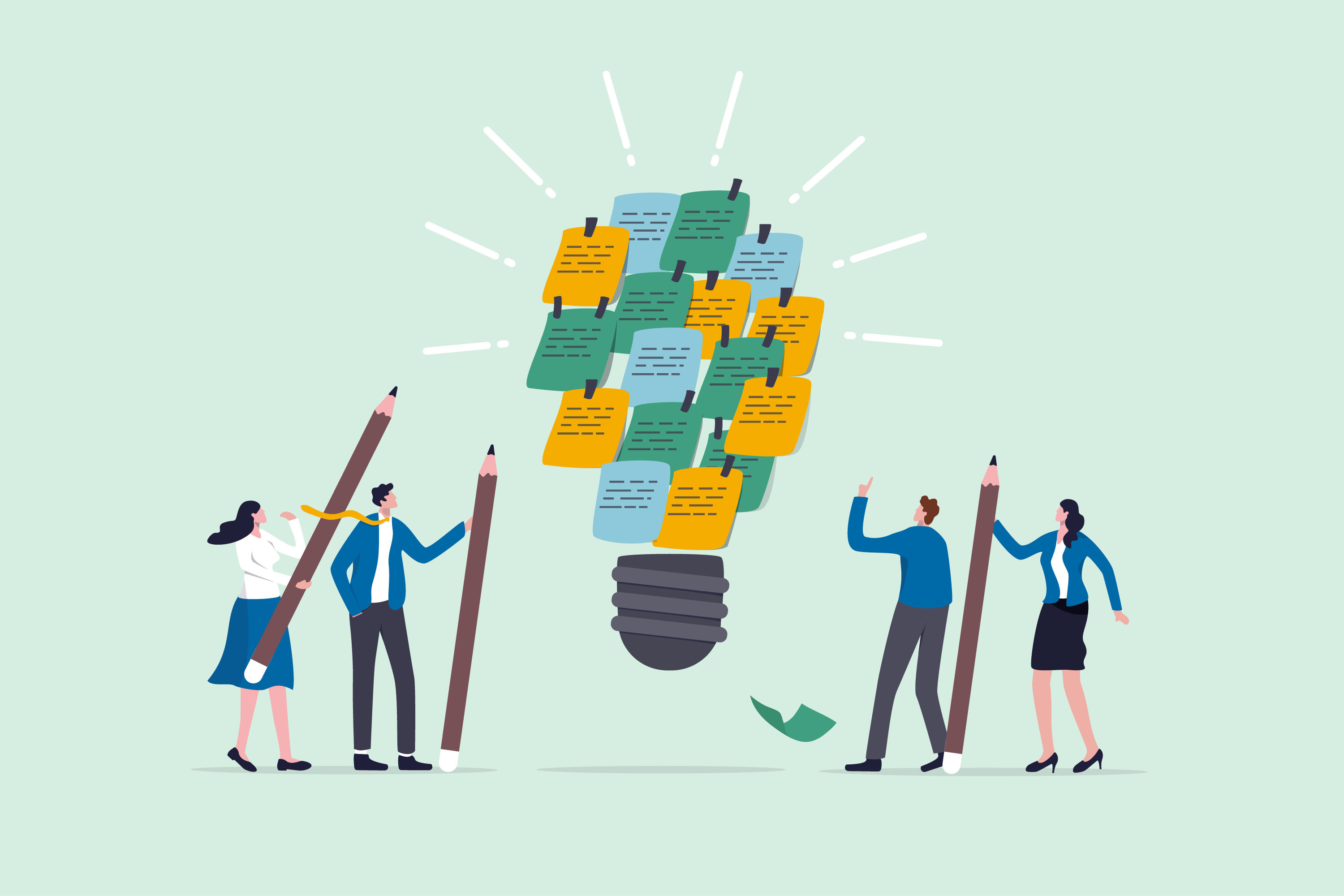 Illustration Glühbirne aus Zetteln (adobe.stock.com - Nuthawut)